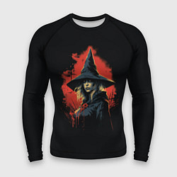 Рашгард мужской Ведьма в шляпе кровавый фон, цвет: 3D-принт
