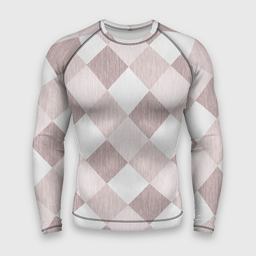 Мужской рашгард Геометрический светло коричневый узор квадраты / 3D-принт – фото 1