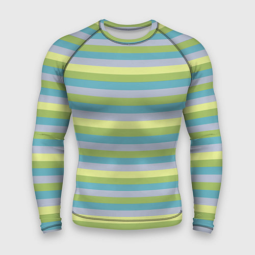 Мужской рашгард Серый и лимонный полосатый / 3D-принт – фото 1