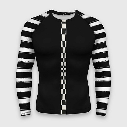 Мужской рашгард Иллюзия заполненного пространства черный клетка и / 3D-принт – фото 1