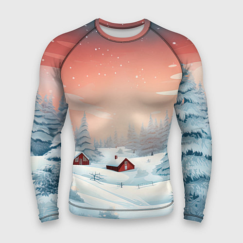 Мужской рашгард Погружение в зимнюю атмосферу / 3D-принт – фото 1