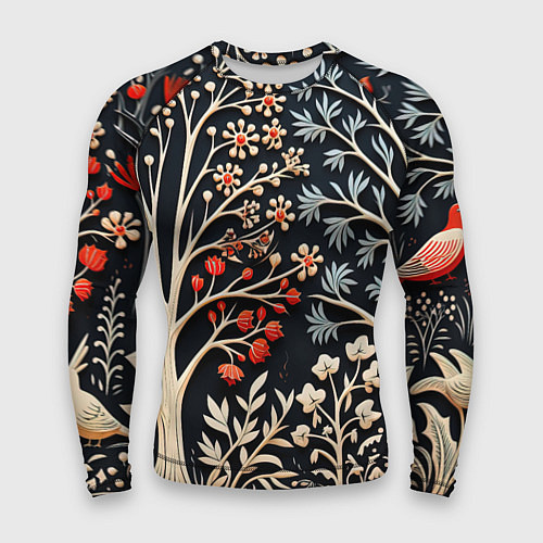 Мужской рашгард Новогодние узоры и деревья / 3D-принт – фото 1