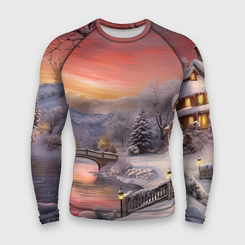 Мужской рашгард Морозная сказка праздника / 3D-принт – фото 1