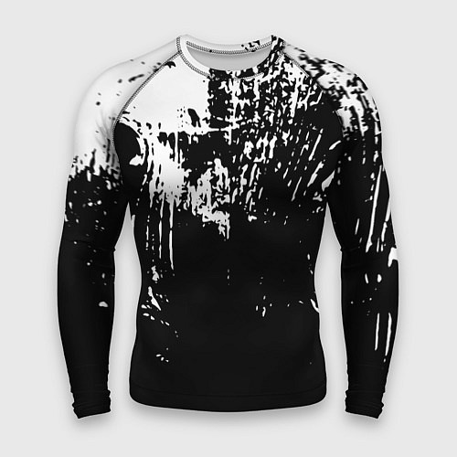 Мужской рашгард Черно-белый гранж текстуры дерева / 3D-принт – фото 1