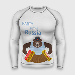 Рашгард мужской Вечеринка в России с медведем, цвет: 3D-принт