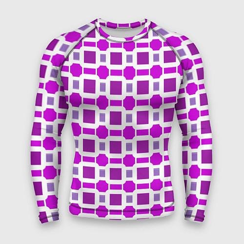 Мужской рашгард Фиолетовые кирпичики и белые полосы / 3D-принт – фото 1