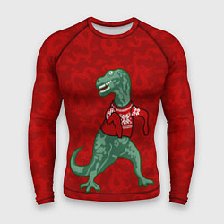 Мужской рашгард Динозавр в свитере - новогодние драконы