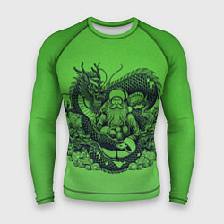 Мужской рашгард Дракон и Дед Мороз азиат