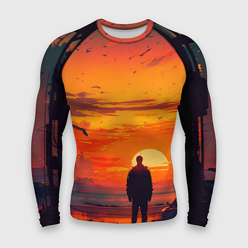 Мужской рашгард Закат в пустынном городе / 3D-принт – фото 1