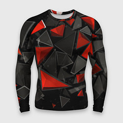 Рашгард мужской Черные и красные треугольные частицы, цвет: 3D-принт