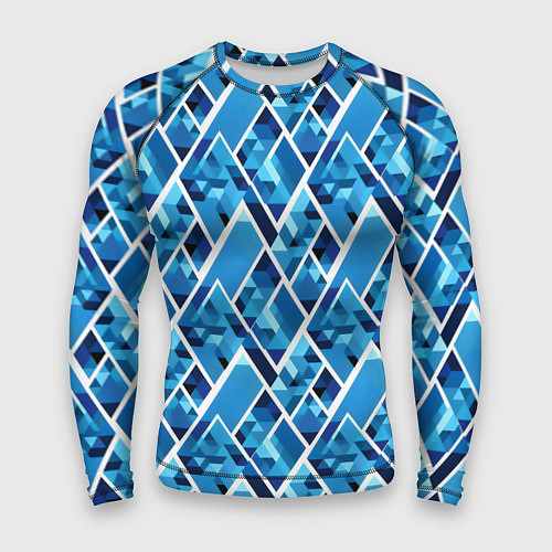 Мужской рашгард Синие треугольники и белые полосы / 3D-принт – фото 1