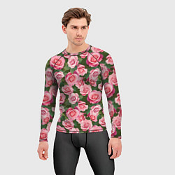 Рашгард мужской Розовые розы паттерн, цвет: 3D-принт — фото 2