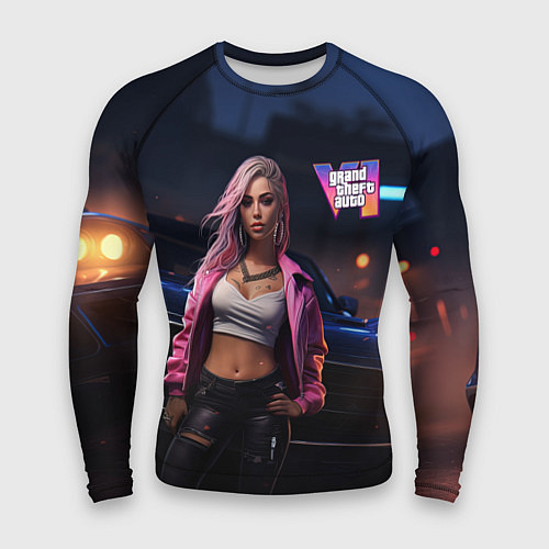 Мужской рашгард GTA 6 девушка у машины / 3D-принт – фото 1