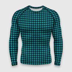 Мужской рашгард Паттерн объёмные квадраты тёмно-бирюзовый