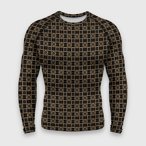 Мужской рашгард Тёмно-коричневый паттерн / 3D-принт – фото 1
