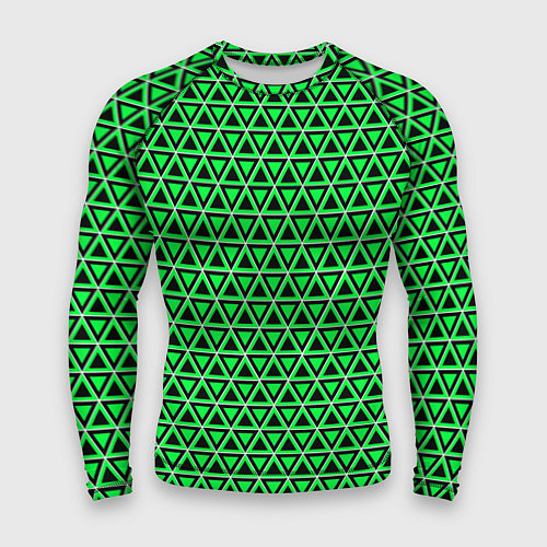 Мужской рашгард Зелёные и чёрные треугольники / 3D-принт – фото 1