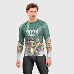 Рашгард мужской Новогодний зеленый дракон 2024 год, цвет: 3D-принт — фото 2