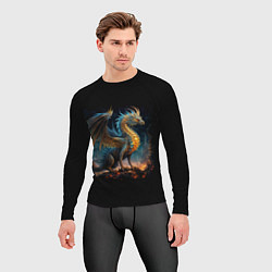 Рашгард мужской Сказочный дракон на скале, цвет: 3D-принт — фото 2