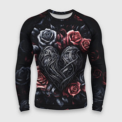Мужской рашгард Витиеватое сердце с розами
