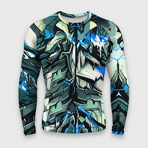 Мужской рашгард Синий камень на чёрном фоне / 3D-принт – фото 1