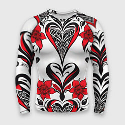 Рашгард мужской Красный узор сердце, цвет: 3D-принт