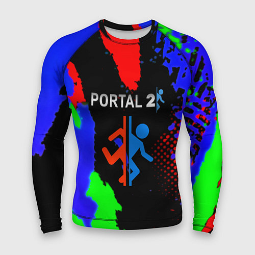 Мужской рашгард Portal 2 краски сочные текстура / 3D-принт – фото 1