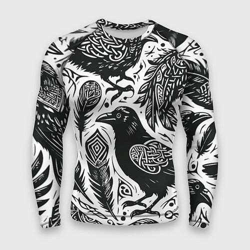 Мужской рашгард Черные вороны руны паттерн / 3D-принт – фото 1