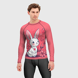 Рашгард мужской Зайчик с цветочками и сердечками, цвет: 3D-принт — фото 2