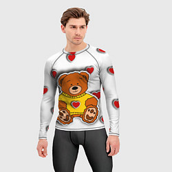 Рашгард мужской Стикер наклейка медвежонок и сердце объемный рисун, цвет: 3D-принт — фото 2
