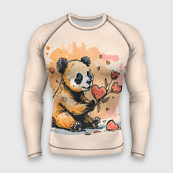 Мужской рашгард Милая панда с сердечком и цветами