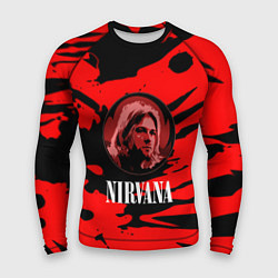 Мужской рашгард Nirvana красные краски рок бенд