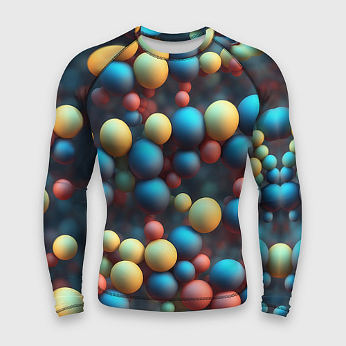 Мужской рашгард Разноцветные шарики молекул / 3D-принт – фото 1