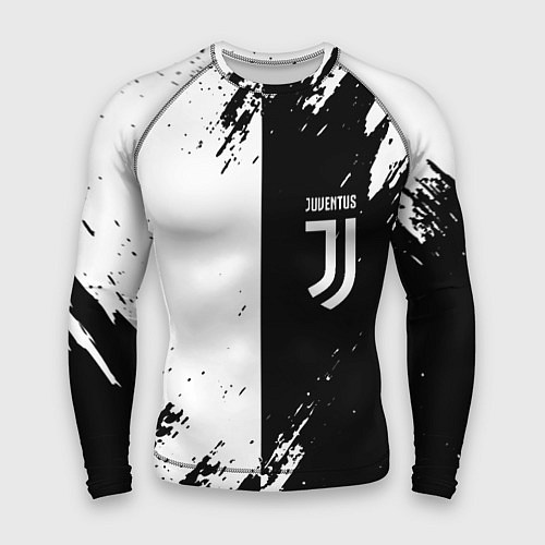 Мужской рашгард Juventus краски чёрнобелые / 3D-принт – фото 1