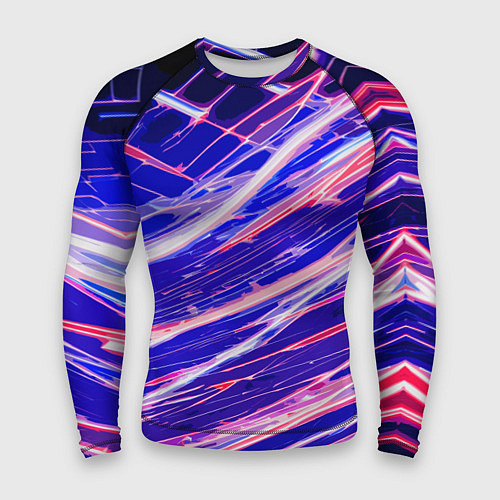 Мужской рашгард Белые и красные линии на синем фоне / 3D-принт – фото 1