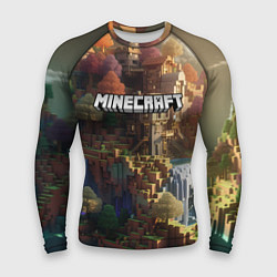 Рашгард мужской Minecraft logo горы и реки, цвет: 3D-принт