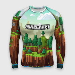Рашгард мужской Minecraft logo квадратный мир, цвет: 3D-принт