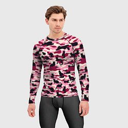 Рашгард мужской Камуфляжные розовые котики, цвет: 3D-принт — фото 2