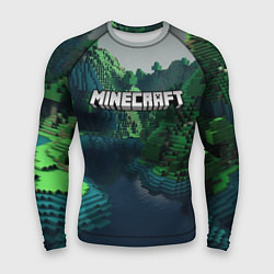 Рашгард мужской Minecraft logo зеленые квадратные кубы, цвет: 3D-принт