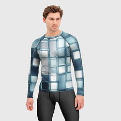Рашгард мужской Зеркальная мозаика голубое стекло, цвет: 3D-принт — фото 2