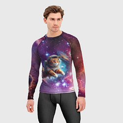 Рашгард мужской Котик смелый космонавт - нейросеть, цвет: 3D-принт — фото 2