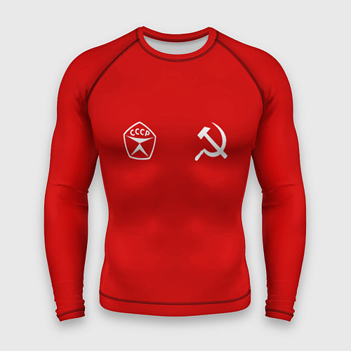 Мужской рашгард СССР гост три полоски на красном фоне / 3D-принт – фото 1