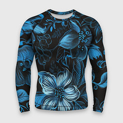 Рашгард мужской Синие цветы абстракции, цвет: 3D-принт