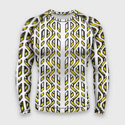 Рашгард мужской Жёлто-белый паттерн конструкция, цвет: 3D-принт
