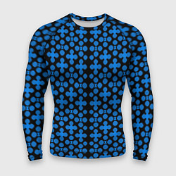 Мужской рашгард Синие четырёхлистники на чёрном фоне