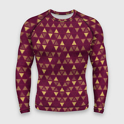 Мужской рашгард Бордо с жёлтыми треугольниками текстурированный па