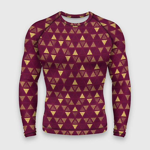 Мужской рашгард Бордо с жёлтыми треугольниками текстурированный па / 3D-принт – фото 1