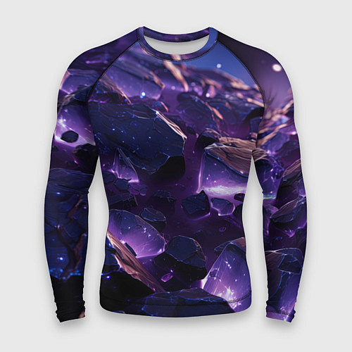 Мужской рашгард Фиолетовые неоновые камни со светом / 3D-принт – фото 1