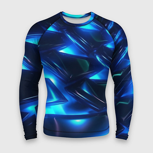 Мужской рашгард Синие абстрактные неоновые плиты / 3D-принт – фото 1