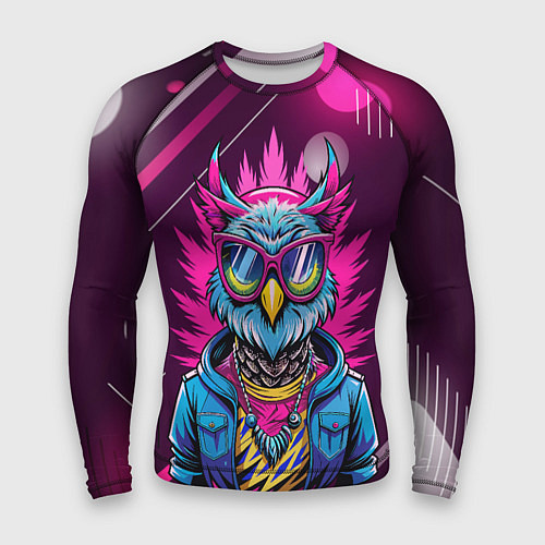 Мужской рашгард Стильная сова в одежде / 3D-принт – фото 1
