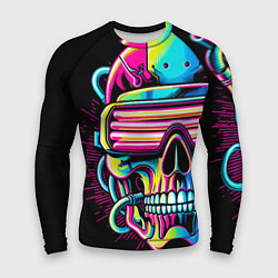 Мужской рашгард Cyber skull - ai art neon